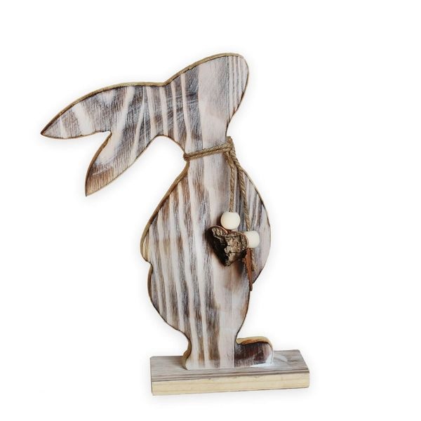 Zajíc dřevo 25cm šedá